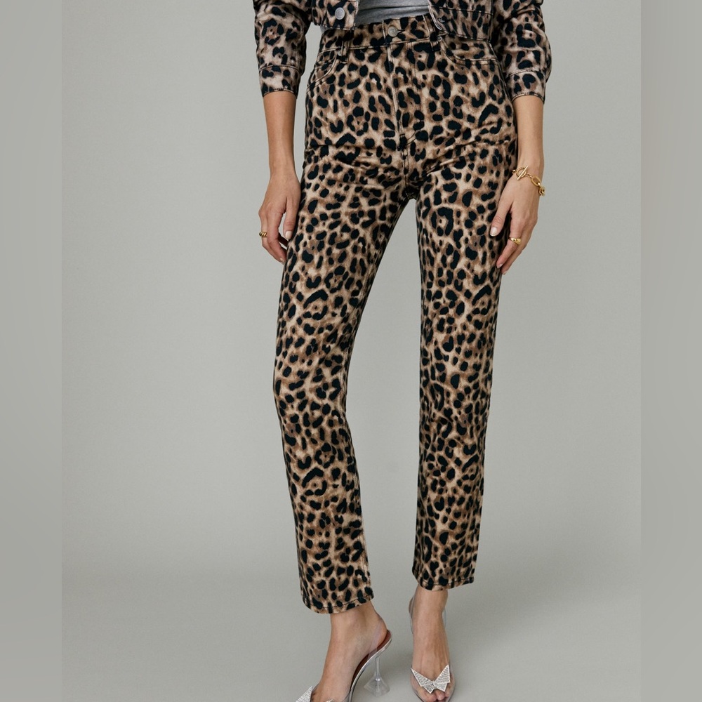 NWT Reformation Leopard High Rise Straight Jean 29